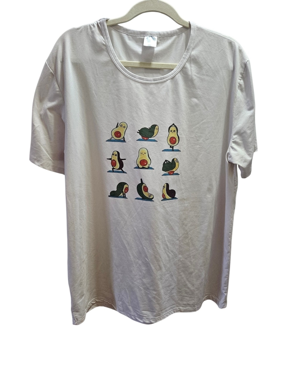 White Short‑Sleeve Funky Cute Avocado Print T‑Shirt